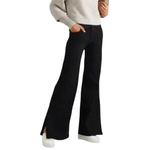 Nili Lotan Black Side Snap Button Wide-Leg Ena Jeans Pants Size 25